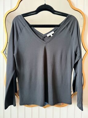 Another Love Black V-Neck Long Sleeve Top